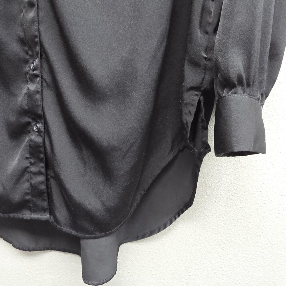 Express Shirt Womens XL Black Button Front Long Sleeve Tunic Pleated Shoulder - Picture 3 of 11